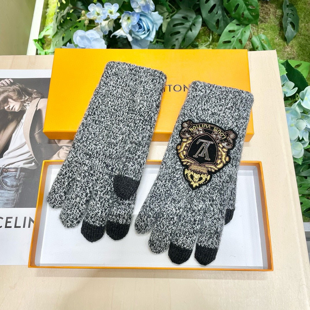 TOUCHSCREEN GLOVES IN STEEL GRAY WOOL 454594