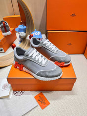 BOUNCING SNEAKER IN SMOKE GRAY SUEDE AND CALFSKIN