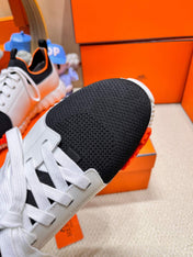 DEPART SLIP-ON SNEAKER IN WHITE MIX BLACK KNIT AND CALFSKIN