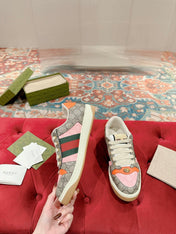 GUCCI 26S SCREENER SNEAKER IN BEIGE MIX LIGHT PINK CANVAS