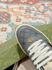 GUCCI 26S SCREENER SNEAKER IN DARK GREY CANVAS AND LEATHER