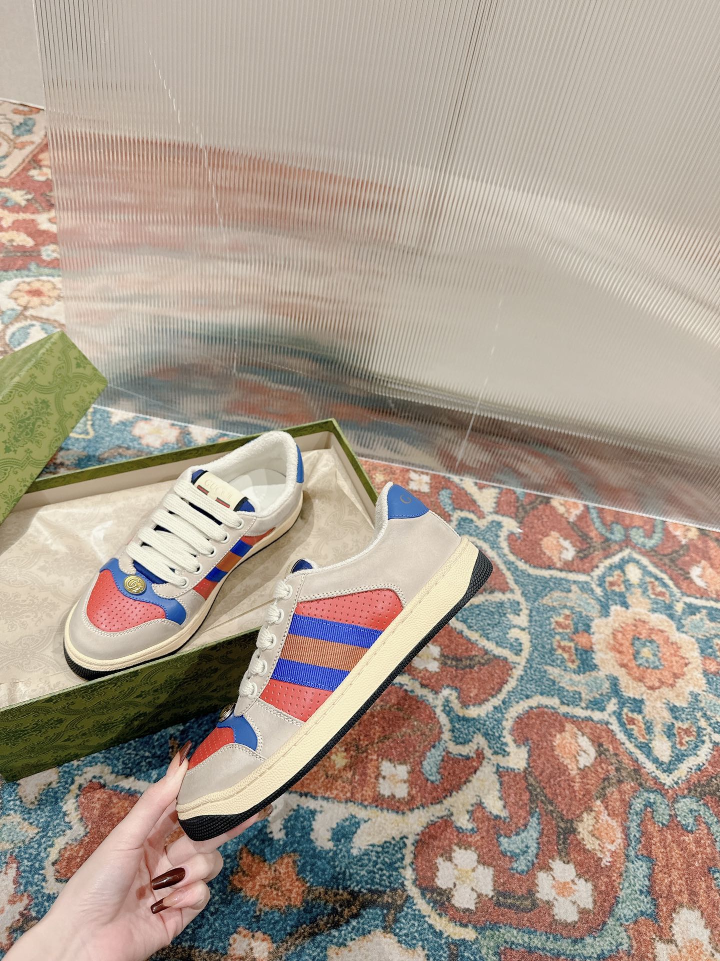 GUCCI 26S SCREENER SNEAKER IN MULTICOLOR LEATHER