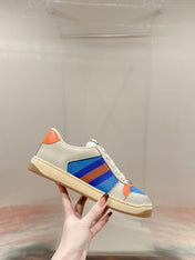 GUCCI 26S SCREENER SNEAKER IN LIGHT BEIGE MIX BLUE LEATHER