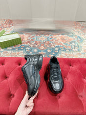 GG RHYTON TRAINER BLACK CALFSKIN WITH WHITE LOGO