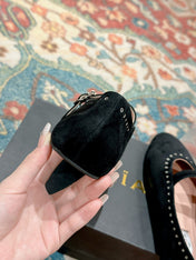 ALAIA MARY JANE IN BLACK SUEDE WITH SILVER HARDWARE