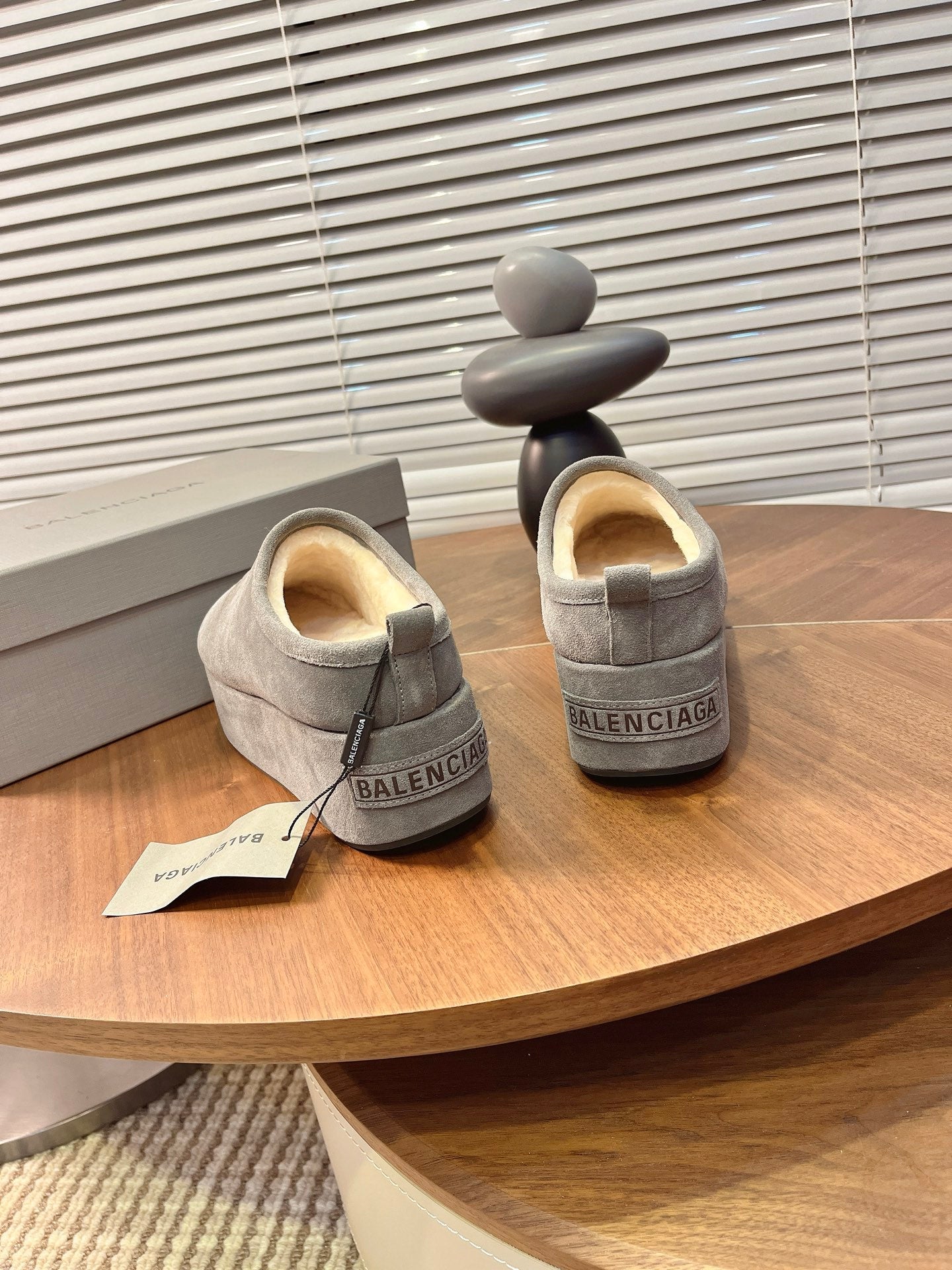 BALENCIAGA 25S AURALEE SLIP-ON 50 MM IN GREY SUEDE