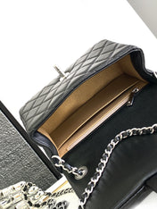 CC SMALL 17 FLAP BAG IN BLACK CALFSKIN