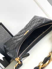 CHANEL 25S HOBO BAG 26 CM IN BLACK LAMBSKIN WITH GOLD HARDWARE