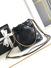 CC MINI 20 BAG IN BLACK SHINNY CALFSKIN WITH GOLD METAL
