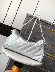 CHANEL 25S HOBO BAG 40 CM IN SILVER LAMBSKIN