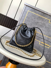CHANEL BAG 25S 20 CM IN BLACK LAMBSKIN WITH GOLD HARDWARE
