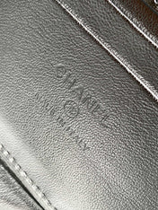 CHANEL 25S KELLY BAG 18 IN SILVER METALLIC LAMBSKIN WITH SILVER HARDWARE STYLE 3