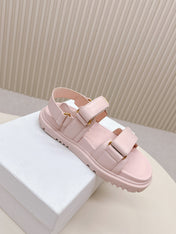 DIOR BACK-STRAP SANDALS 25S IN PASTEL PINK CALFSKIN WITH GOLD HARDWARE