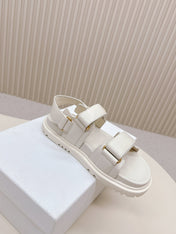 DIOR BACK-STRAP SANDALS 25S IN CREAM WHITE CALFSKIN WITH GOLD HARDWARE