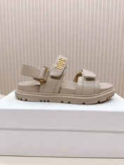 DIOR BACK-STRAP SANDALS 25S IN LIGHT BEIGE CALFSKIN WITH GOLD HARDWARE