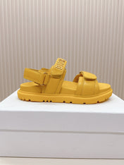 DIOR BACK-STRAP SANDALS 25S IN YELLOW CALFSKIN WITH GOLD HARDWARE