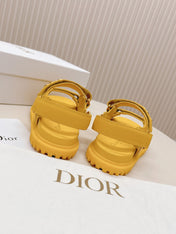 DIOR BACK-STRAP SANDALS 25S IN YELLOW CALFSKIN WITH GOLD HARDWARE