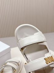 DIOR CLASSIC DOUBLE-STRAP SLIDES 25S IN CREAM WHITE CALFSKIN