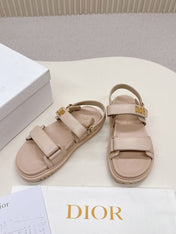 DIOR BACK-STRAP SANDALS 25S IN BEIGE CALFSKIN WITH GOLD HARDWARE