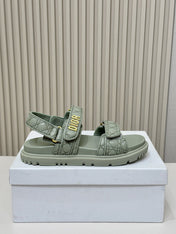 DIOR BACK-STRAP SANDALS 25S IN PALE TEAL GRAY CALFSKIN