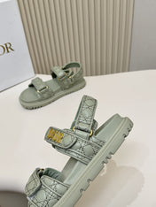 DIOR BACK-STRAP SANDALS 25S IN PALE TEAL GRAY CALFSKIN