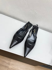 OXALIS SLINGBACK PUMPS 30 IN MESH BLACK LEATHER