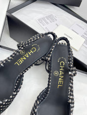 CC SLINGBACK 25S 65 MM IN BLACK TWEED AND FABRIC