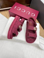 GG CLASSIC SANDALS 25S IN RED FABRIC WITH GOLD HARDWARE
