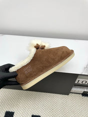 MIUMIU 26S ANKLE SHEARLING BOOTS IN DARK BROWN SUEDE