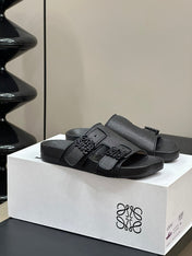 LOEWE 26S EASE SLIDE IN BLACK CALFSKIN