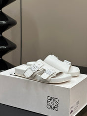 LOEWE 26S EASE SLIDE IN WHITE CALFSKIN