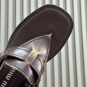 Sandals Chocolate Color Retro Sheepskin