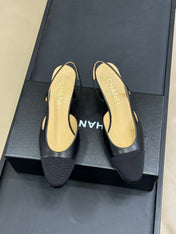 CC CLASSIC SLINGBACK BLACK BEIGE GOATSKIN BLACK GROSGRAIN