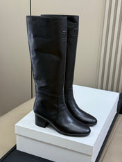 CELINE 26S HIGH-TOP BOOTS IN BLACK CALFSKIN