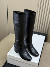 CELINE 26S HIGH-TOP BOOTS IN BLACK CALFSKIN