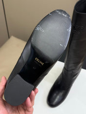 CELINE 26S HIGH-TOP BOOTS IN BLACK CALFSKIN