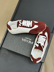 PRADA 25S SNEAKER IN WHITE MIX DARK RED SUEDE STYLE 3