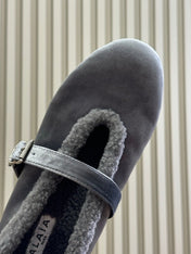 ALAIA 25S BALLET FLATS IN GREY VELVET