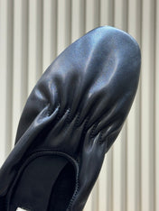 ALAIA 26S KNIT BALLET FLATS IN BLACK LAMBSKIN