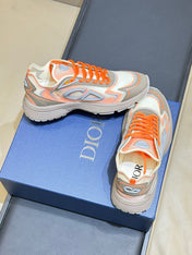DIOR 26S B30 COUNTDOWN TECH SNEAKER IN GRAY AND ORANGE TECHNICAL FABRIC AND SUEDE