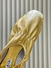 ALAIA 26S BALLET FLATS IN GOLD LAMBSKIN