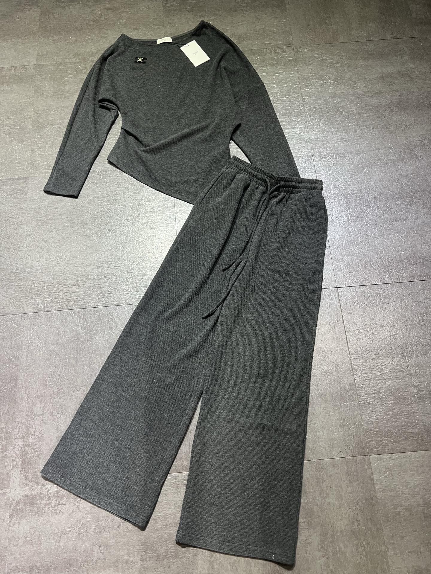 CELINE 26S KNIT TOP AND WIDE-LEG PANTS SET 746