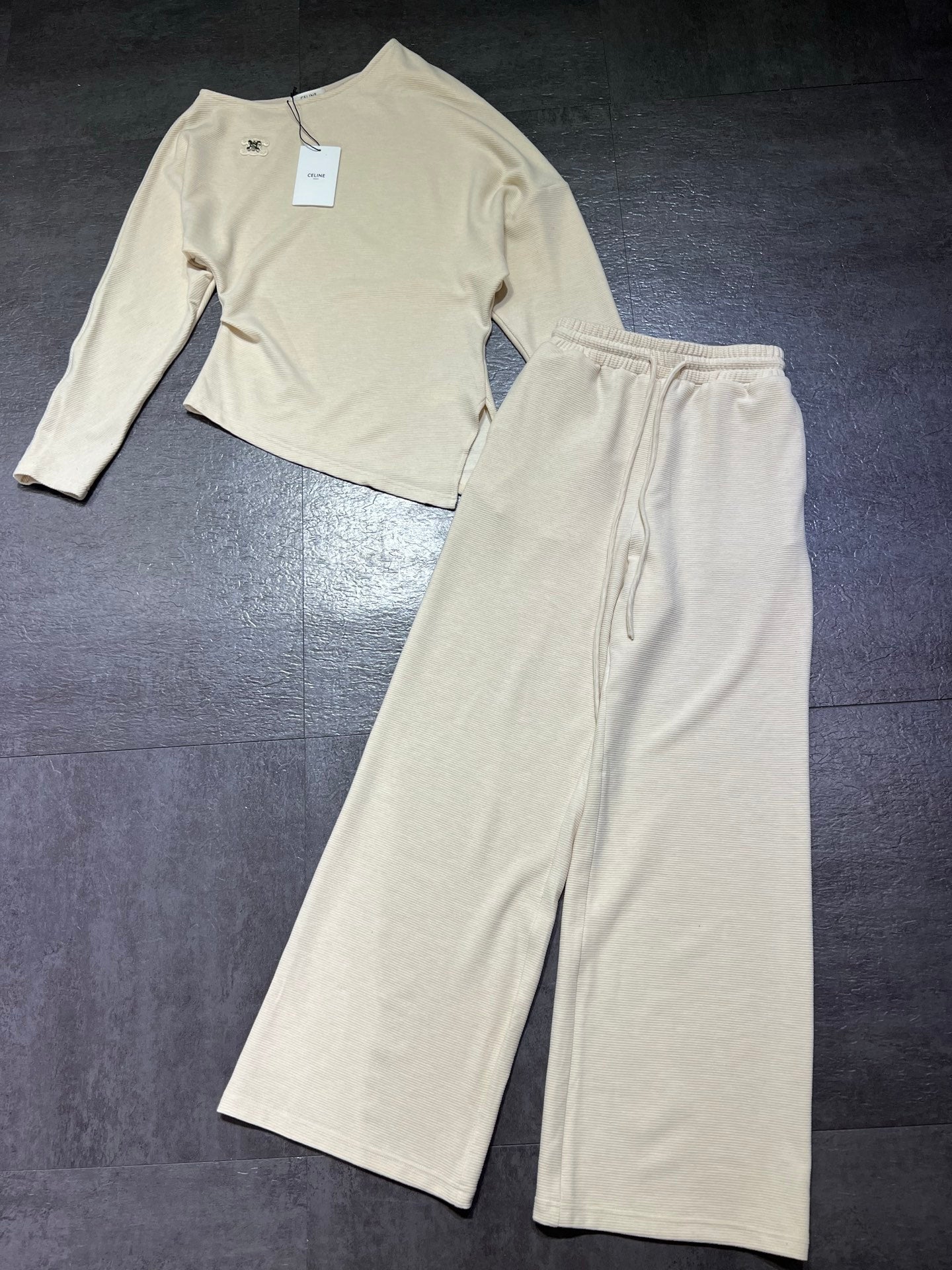 CELINE 26S KNIT TOP AND WIDE-LEG PANTS SET 745