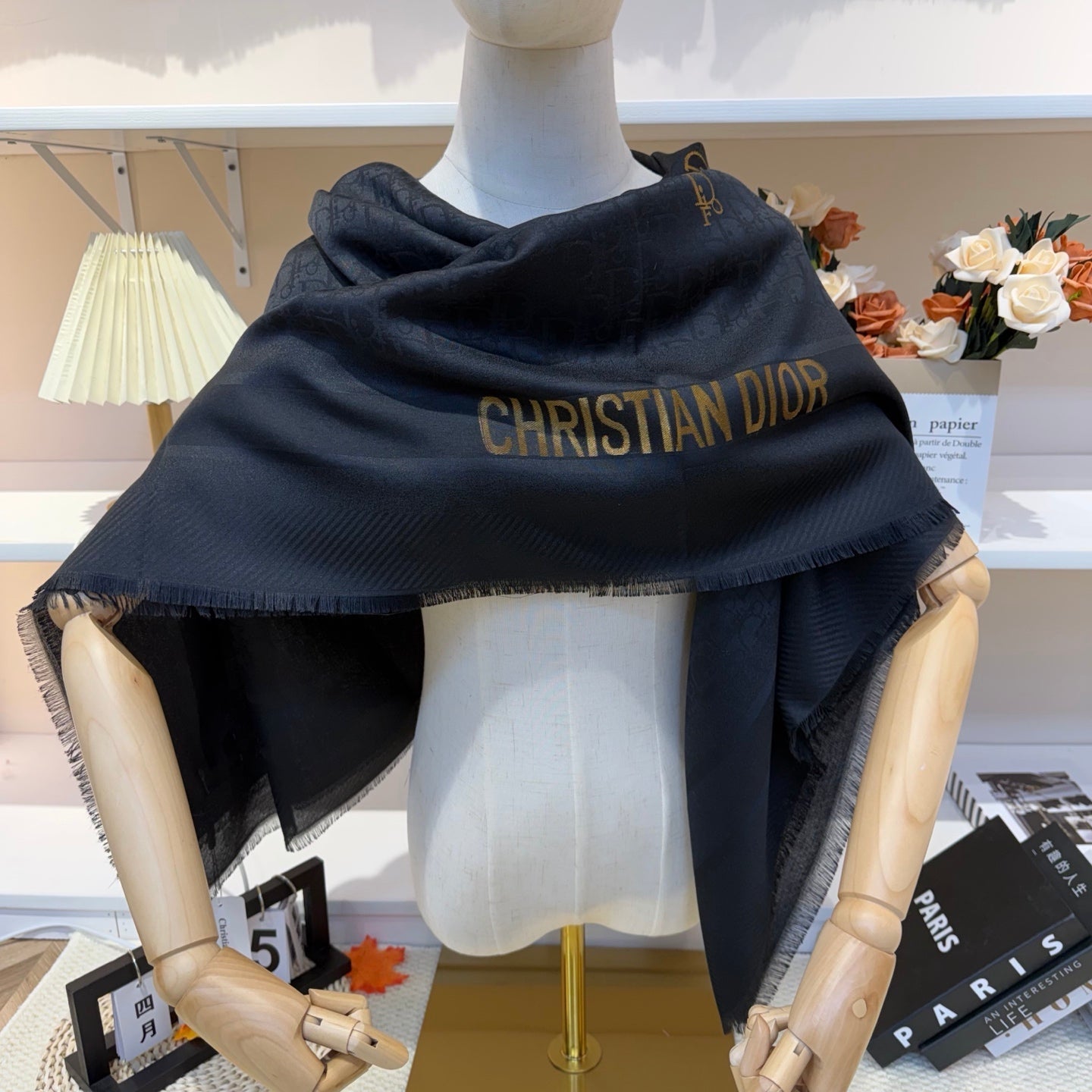 DIOR 26S SCARF 140CM IN SILK & CASHMERE 281270