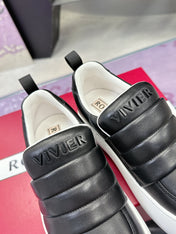 PUFFY LEATHER LOW TOP SNEAKERS IN BLACK LAMBSKIN