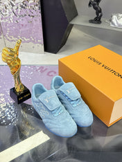 LV 26S FOOTPRINT SOCCER SNEAKERS IN BLUE SUEDE
