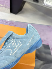 LV 26S FOOTPRINT SOCCER SNEAKERS IN BLUE SUEDE