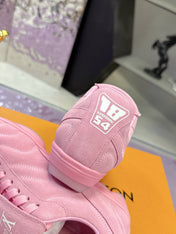 LV 26S FOOTPRINT SOCCER SNEAKERS IN PINK SUEDE