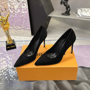LV 26S POINTED TOE PUMPS 85MM IN BLACK SUEDE