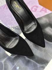 LV 26S POINTED TOE PUMPS 85MM IN BLACK SUEDE